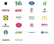 Partner retailers include Co-op, Bill's, Boots, Costa, KFC, Lidl, McDonalds, Nando's Starbucks, Waitrose and more (pictured). It is also available on the Addison Lee app. Apple said a total of 250,000 locations around the UK will support the contactless service
